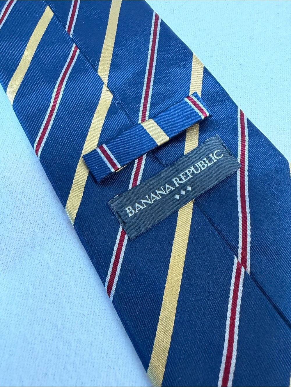 Banana Republic Navy Tie with Gold and Red Stripes